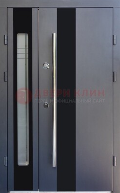 Серая стальная дверь со стеклом ДС-11 в Талдоме