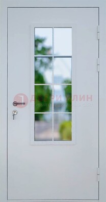 Белая железная дверь порошок со стеклом ДС-31 в Талдоме