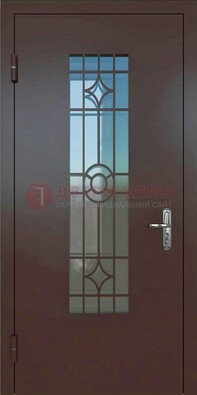 Входная металлическая дверь со стеклом для дома ДС-6 в Талдоме