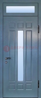 Серая металлическая дверь со стеклом ДС-70 в Талдоме