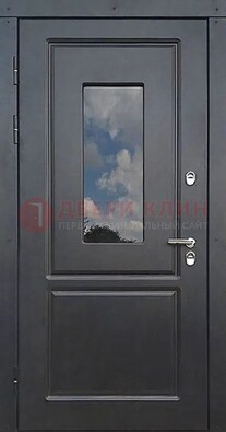 Чёрная металлическая дверь со стеклом ДС-77 в Талдоме