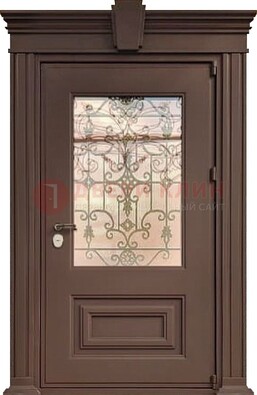 Металлическая дверь со стеклом и ковкой в классическом стиле ДСК-185 в Талдоме