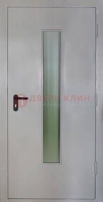 Белая металлическая противопожарная дверь со стеклянной вставкой ДТ-2 в Талдоме
