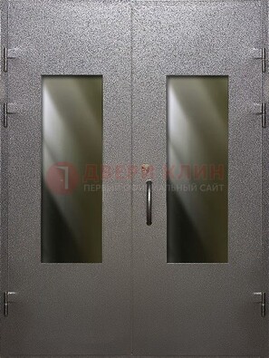 Серая тамбурная дверь со стеклянными вставками ДТМ-8 в Талдоме