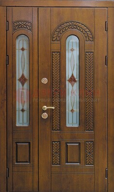 Темная стальная дверь с виноритом и стеклом ДВТ-179 в Талдоме