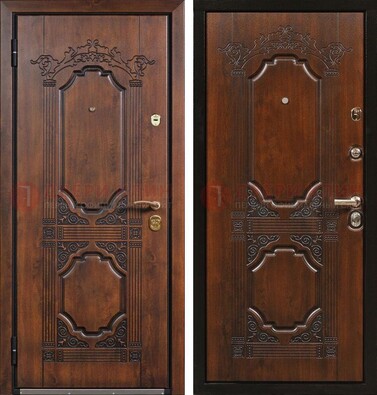 Коричневая железная дверь с виноритом и узором ДВТ-211 в Талдоме