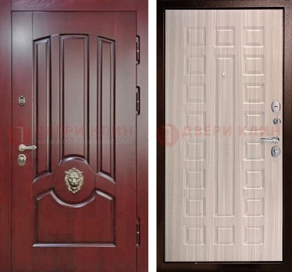 Темно-красная входная дверь с виноритом ДВТ-234 в Талдоме