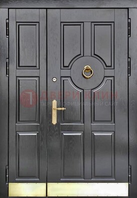 Черная металическая дверь с виноритом для дома ДВТ-241 в Талдоме