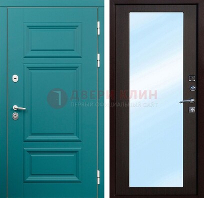 Зеленая входная дверь терморазрыв c виноритом и МДФ с зеркалом ДЗ-122 в Талдоме