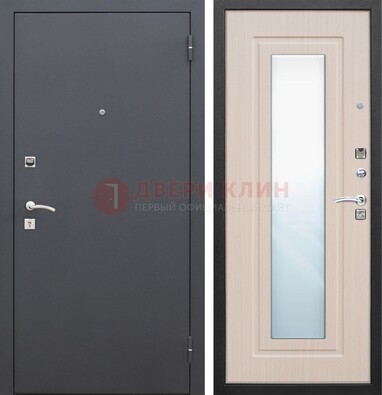 Черная входная дверь с зеркалом МДФ внутри ДЗ-31 в Талдоме
