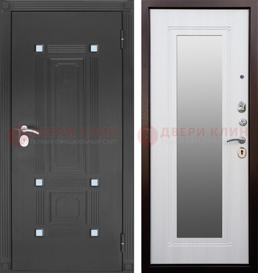 Стальная черная дверь МДФ с зеркалом ДЗ-76 в Талдоме