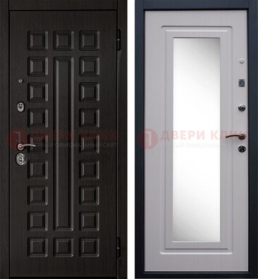 Черная филенчатая металлическая дверь МДФ с зеркалом ДЗ-83 в Талдоме