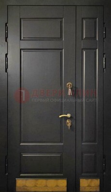 Черная полуторная железная дверь для частного дома ПЛ-2 в Талдоме