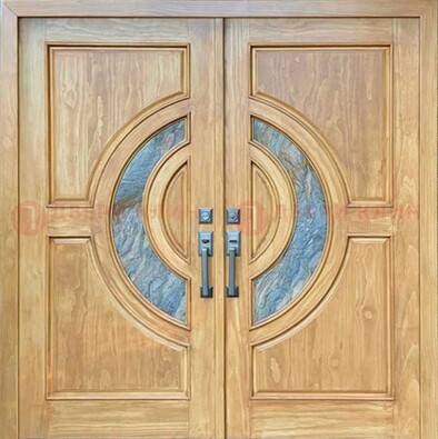 Двухстворчатая металлическая дверь с витражом ВЖ-11 в Талдоме