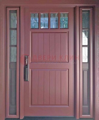 Входная дверь с массивом с фрамугами и витражом ВЖ-19 в Талдоме